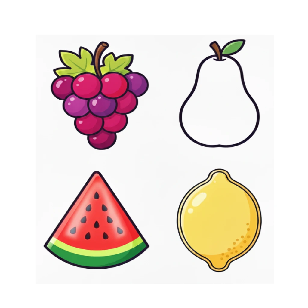 Yummy Fruits Coloring Worksheet for Kids Ages 2–3