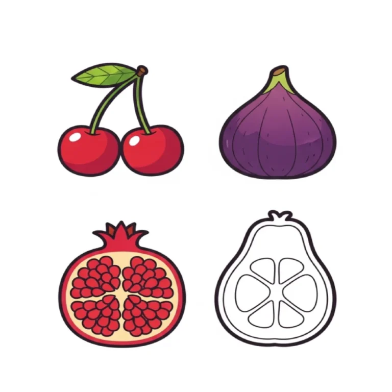 Garden Fruits Coloring Worksheet for Kids Ages 2–3