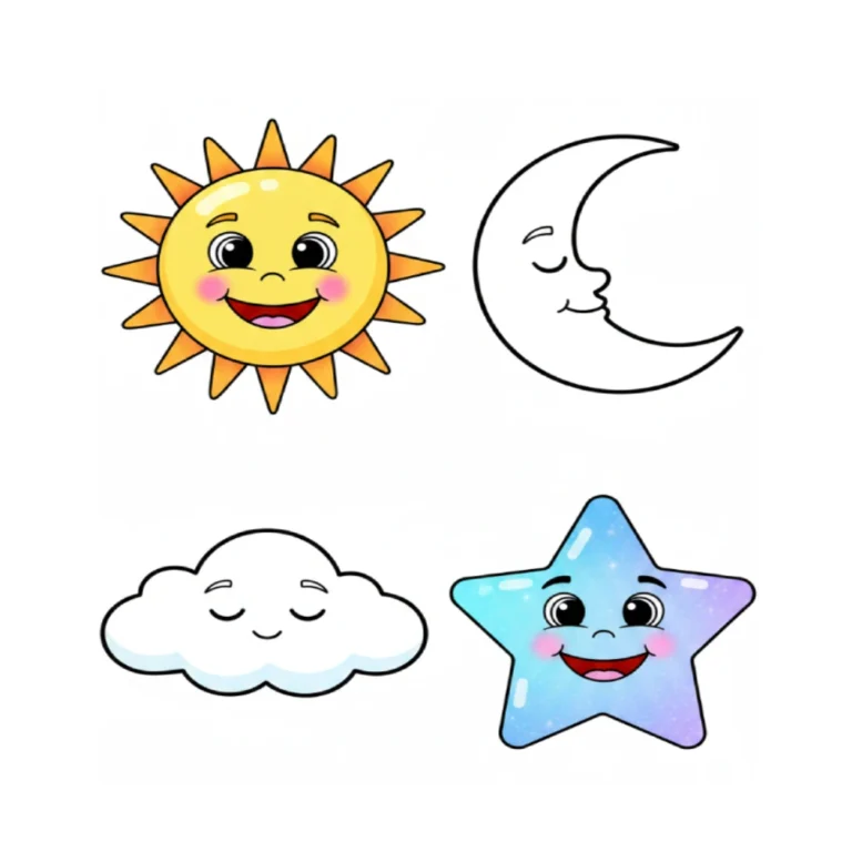 Sky Friends Coloring Worksheet for Kids Ages 2–3