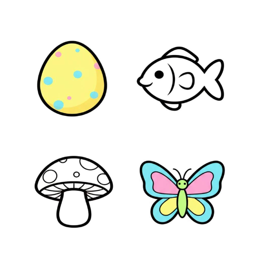 Cute Little Creatures Coloring Worksheet for Kids Ages 2–3