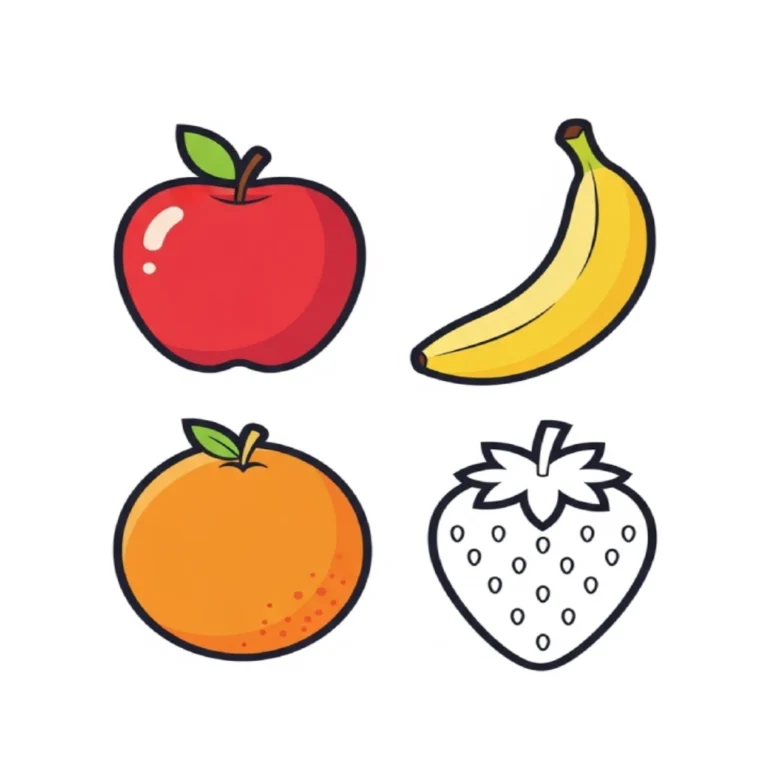 Sweet Fruits Coloring Worksheet for Kids Ages 2–3