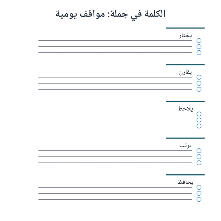 الكلمة في جملة: مواقف يومية