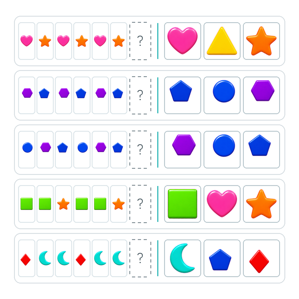 Complete the Pattern – Colorful Shape Sequences