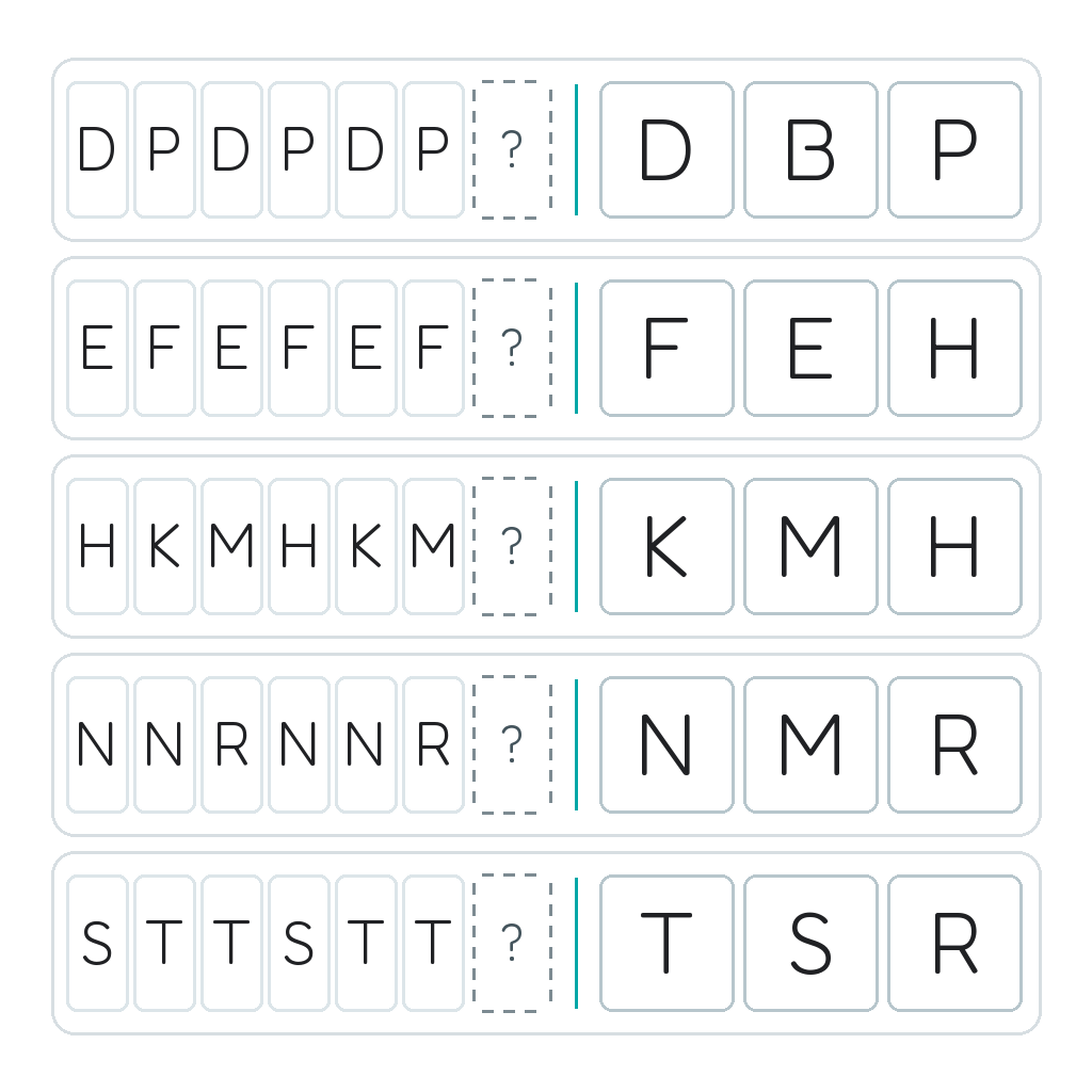 Complete the Pattern – Letter Pattern Challenge