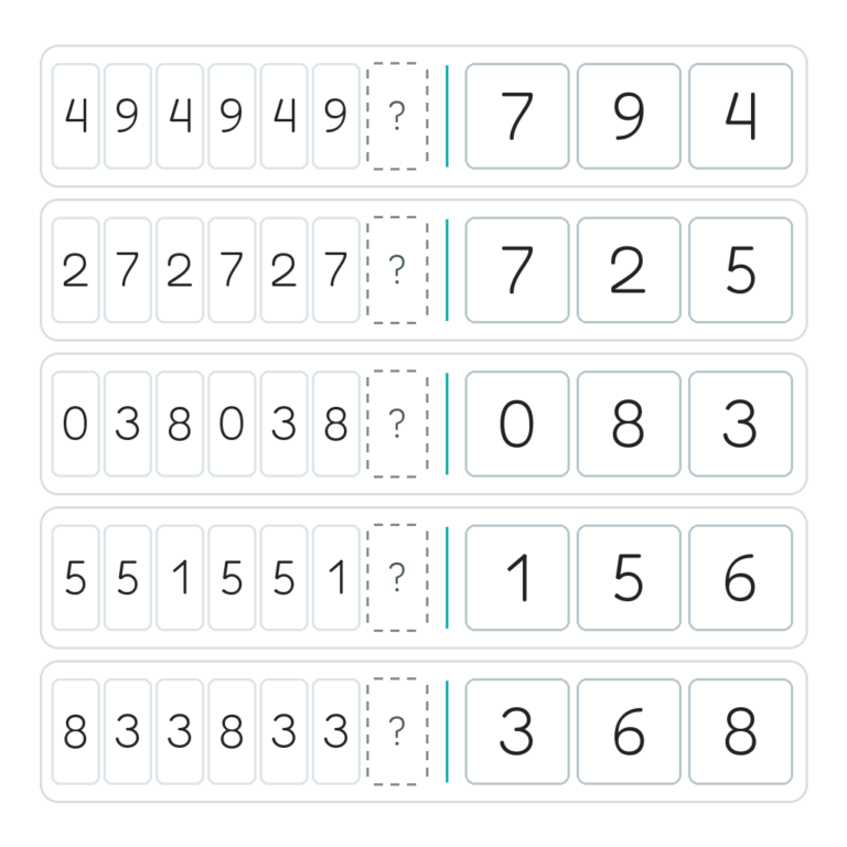 Complete the Pattern – Number Repeat Practice