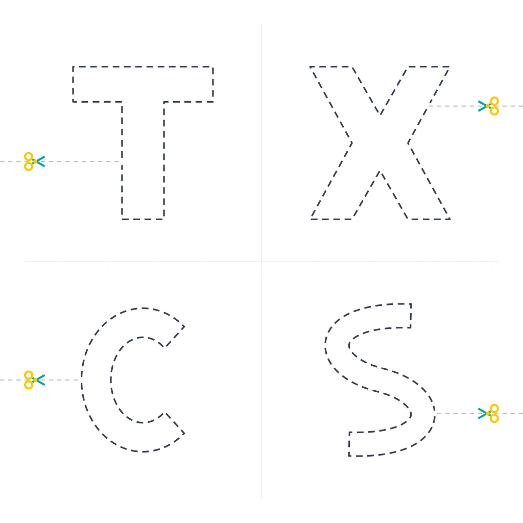 Cutting Paths: Capital Letters