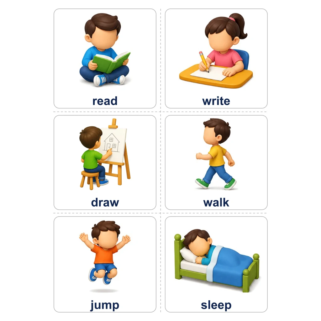 بطاقات الأفعال اليومية بالإنجليزية