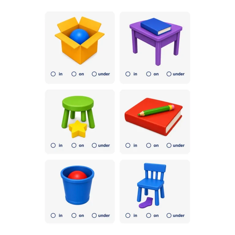 اختر In أو On أو Under