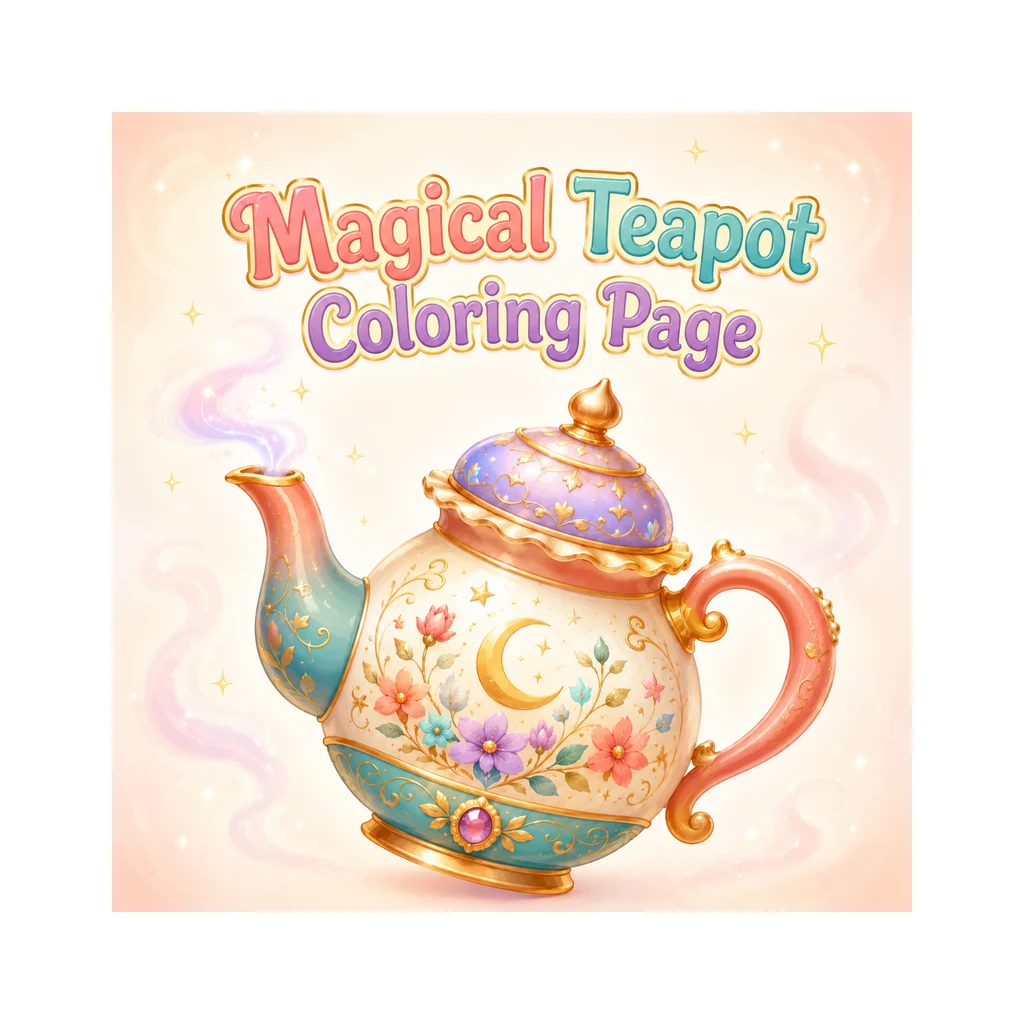 Magical Teapot Coloring Page