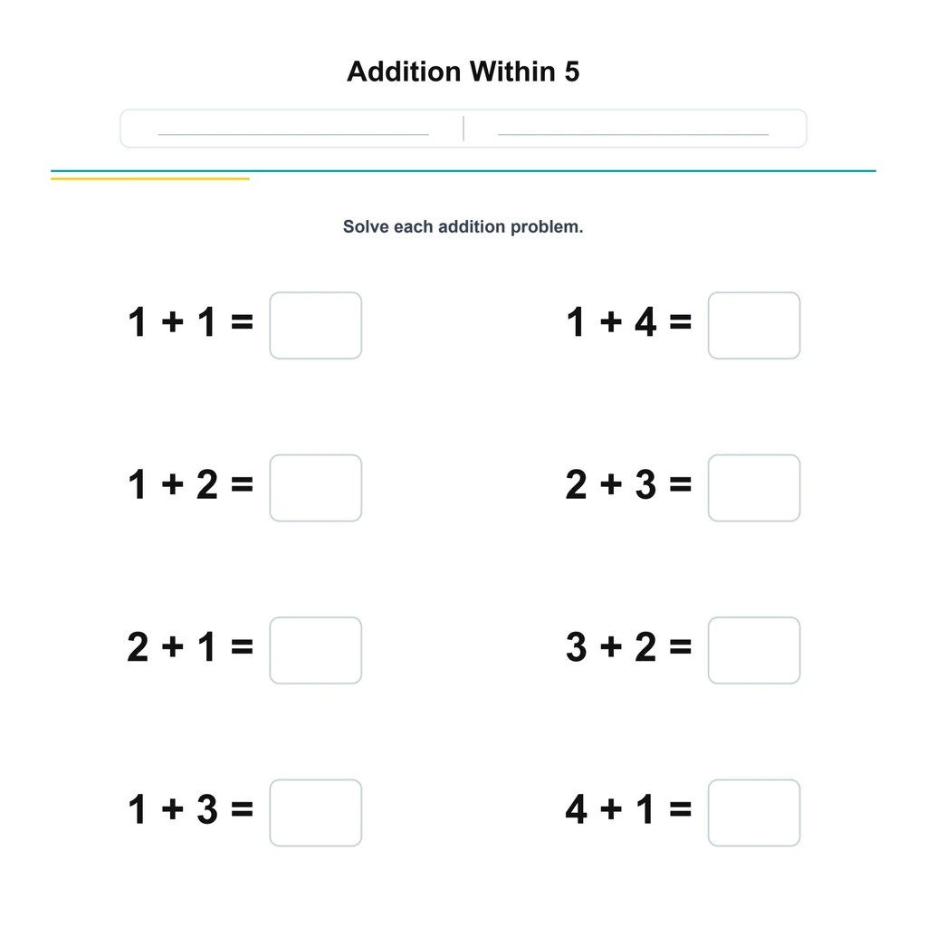Addition Within 5