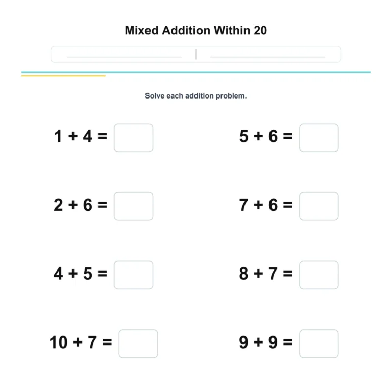 Mixed Addition Within 20