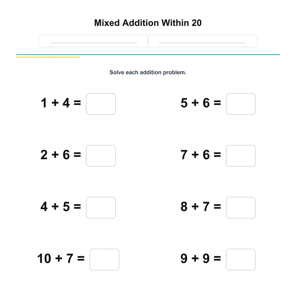 Mixed Addition Within 20