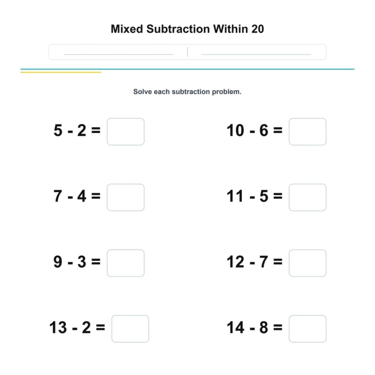 Mixed Subtraction Within 20