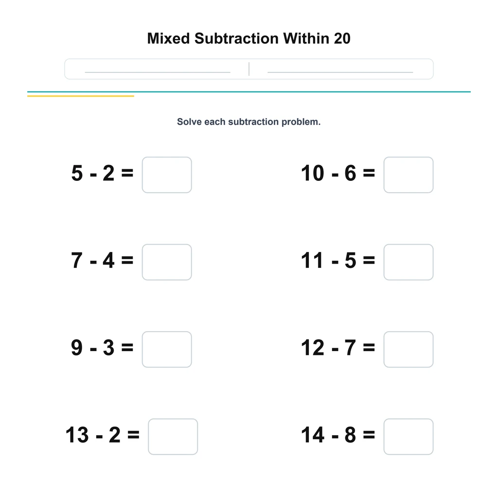 Mixed Subtraction Within 20