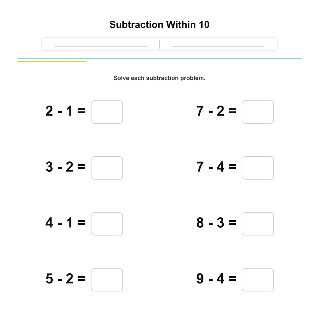 Subtraction Within 10