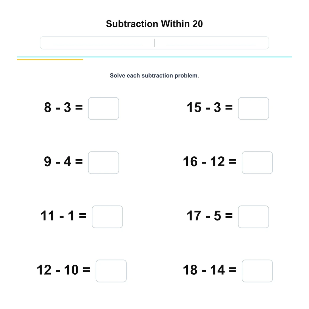 Subtraction Within 20