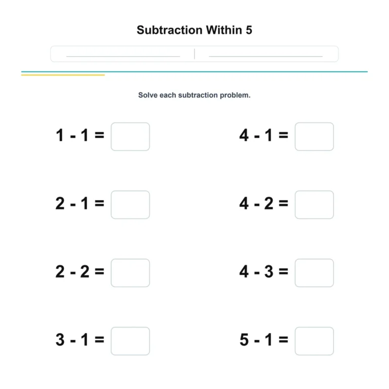 Subtraction Within 5