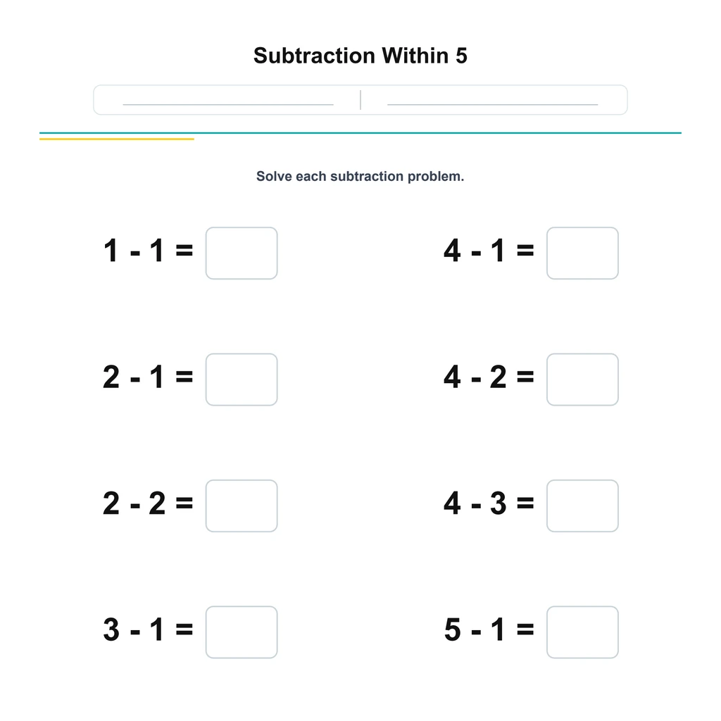 Subtraction Within 5