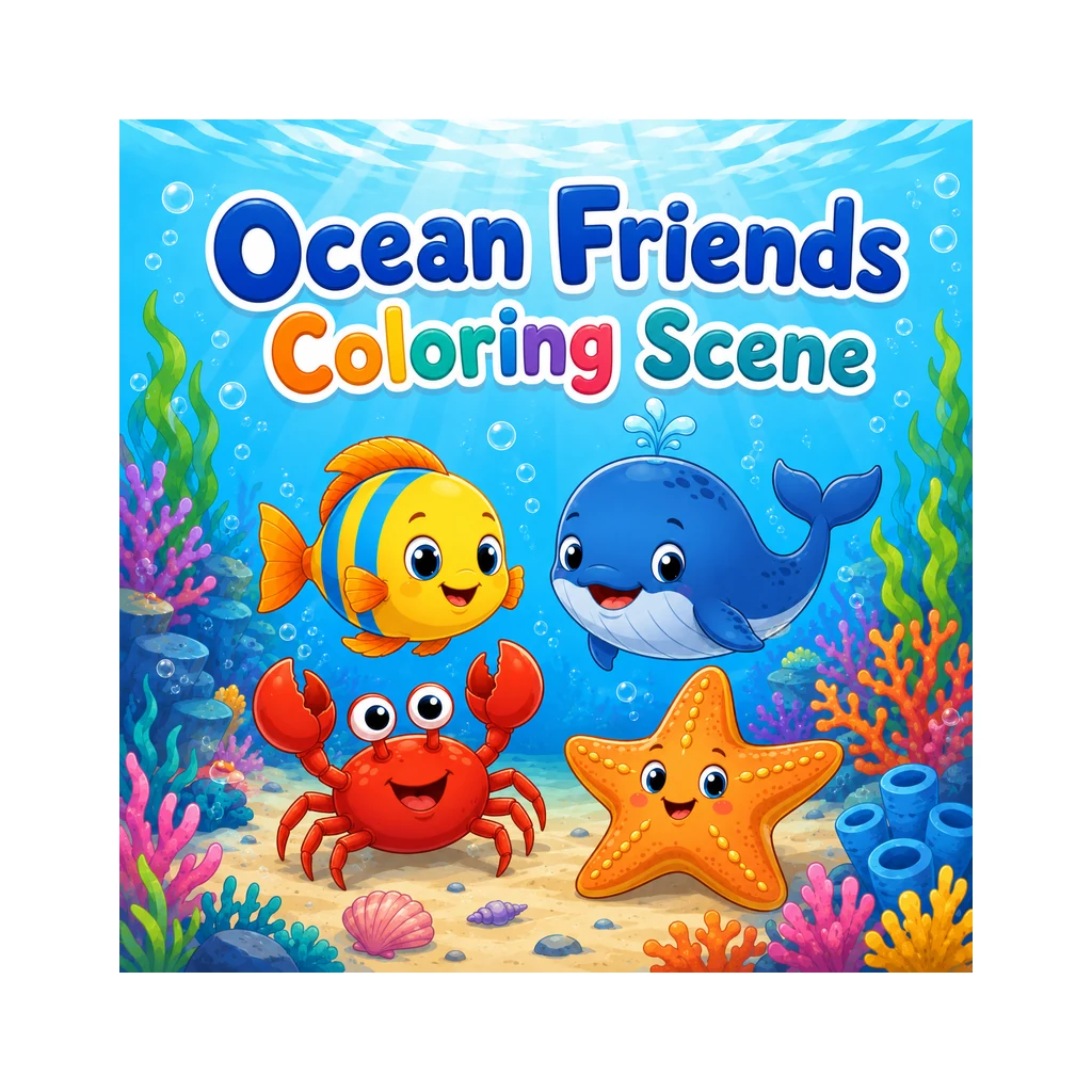 Ocean Friends Coloring Scene