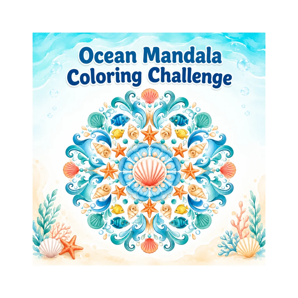 Ocean Mandala Coloring Challenge