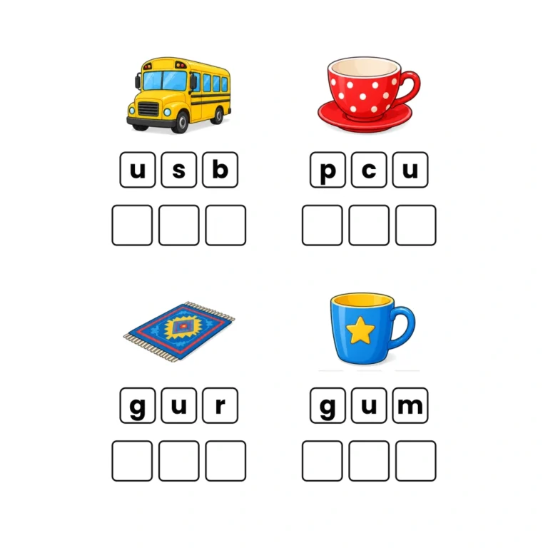 Short U CVC Word Builder