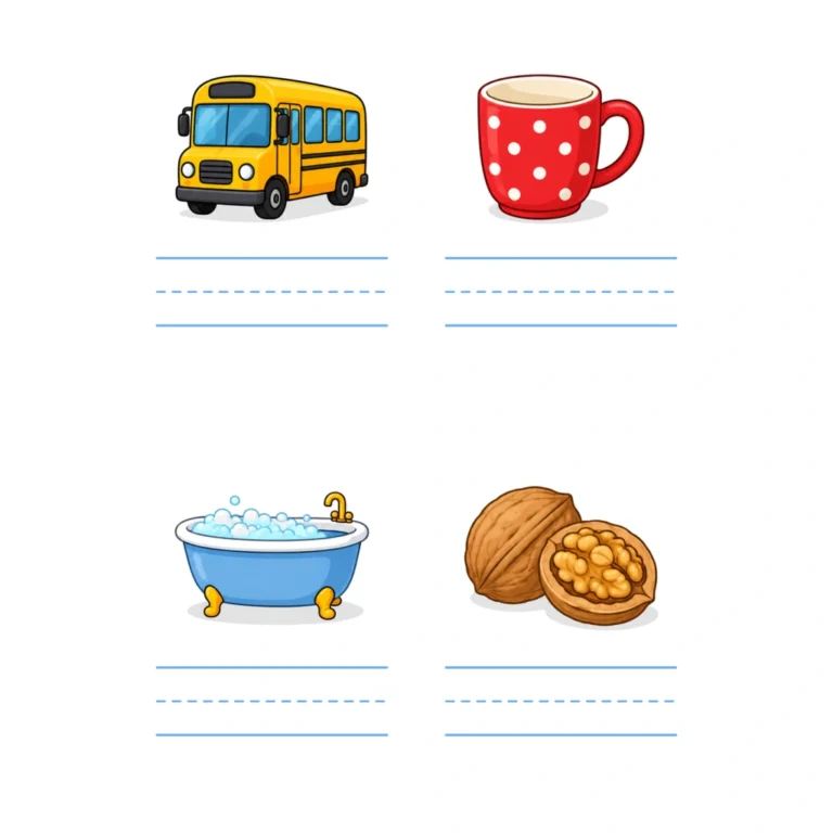 Short U Picture Word Writing – Set 1