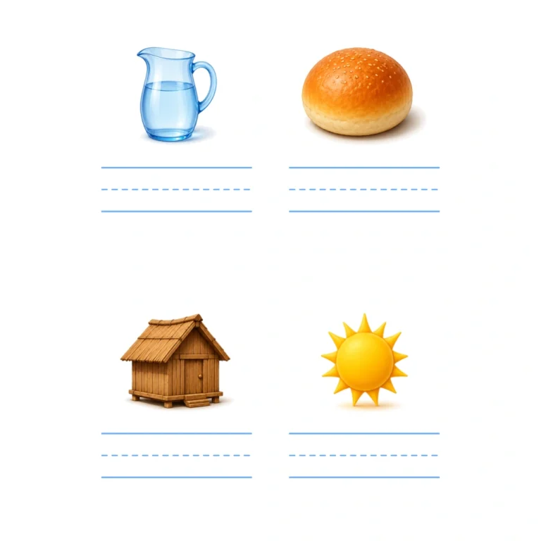 Short U Picture Word Writing – Set 2