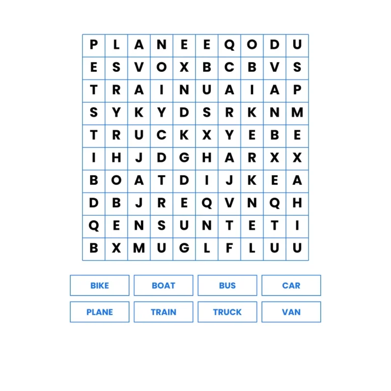 Transport Words Search